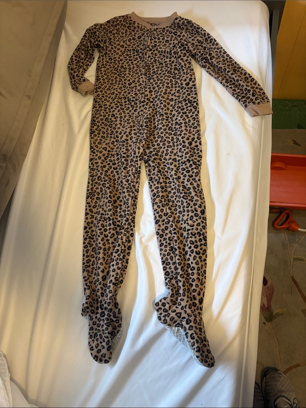 Carter's Leopard Print Footed Jumpsuit - Tan and Black